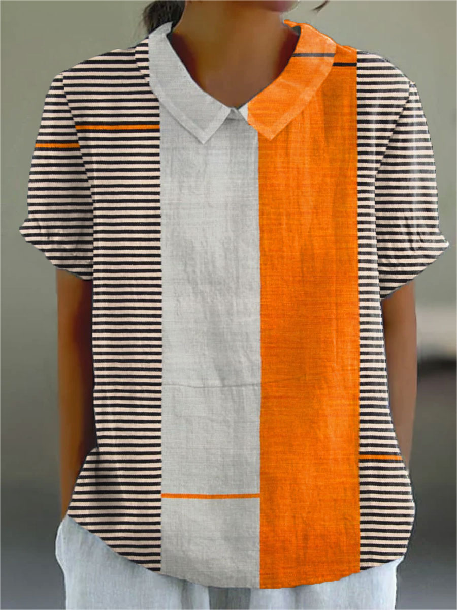 Daniela Paz | Blusa de rayas con bloques de color