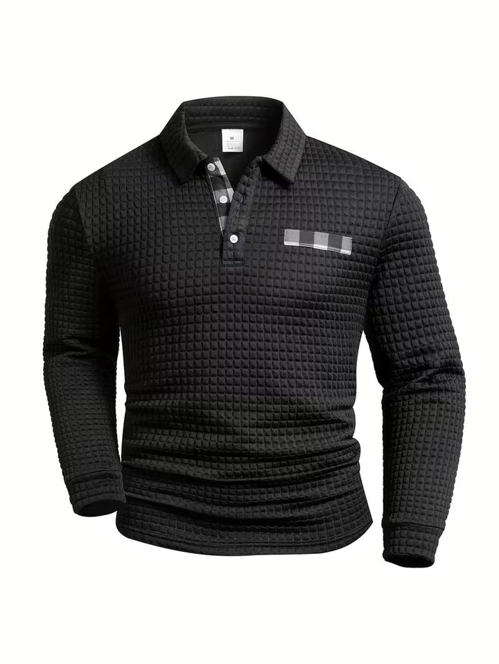 Jesús | Camisa polo de manga larga con textura wafle