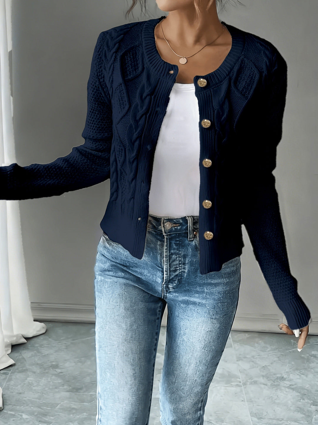 Begoña | Cardigan de punto trenzado con botones