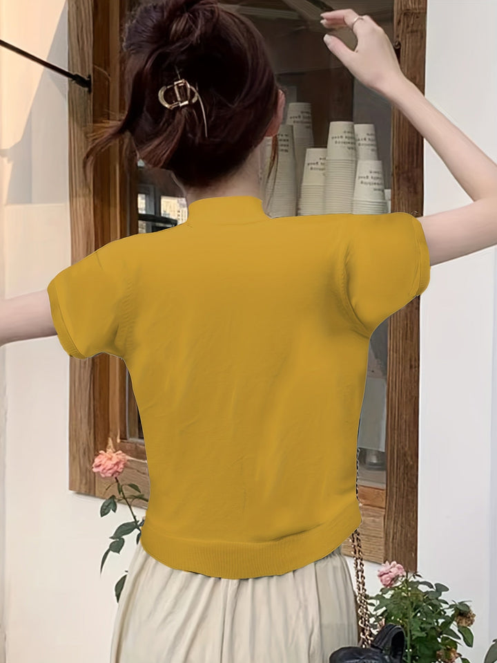 Dafne | Top cuello alto corto de manga corta