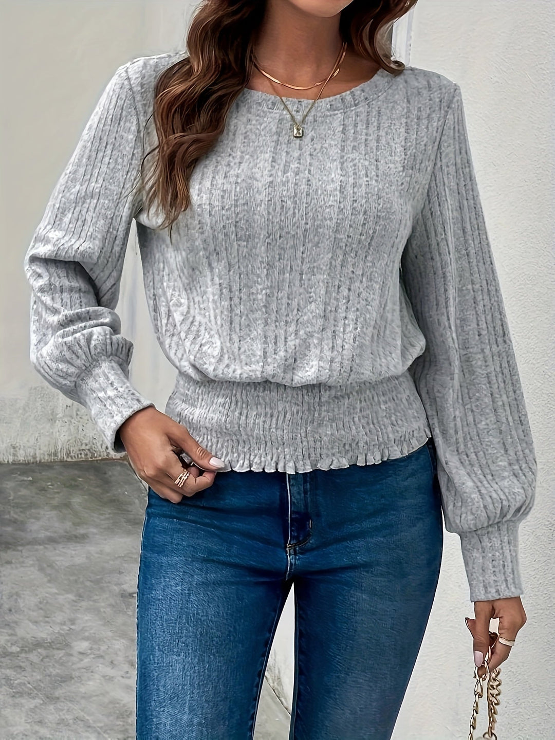 Georgina | Top acanalado con ruedo fruncido