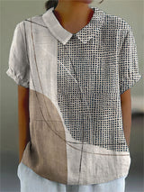 Práxedes | Blusa camisera con estampado abstracto de puntos y líneas