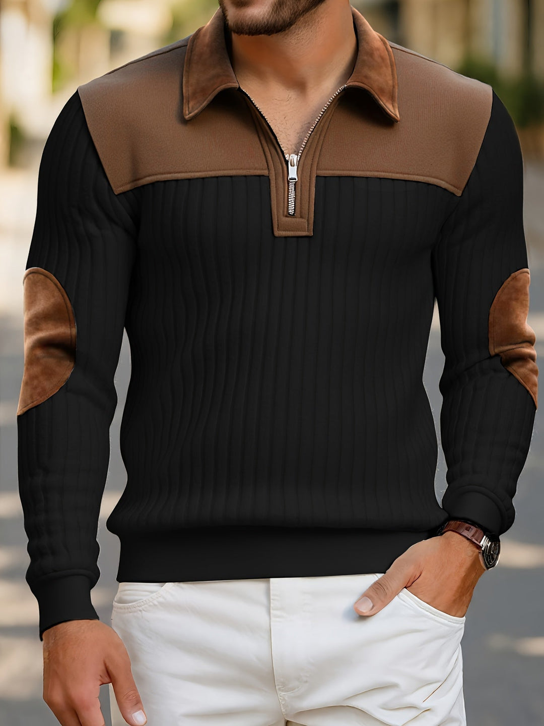Dante | Sweater bicolor con cierre corto