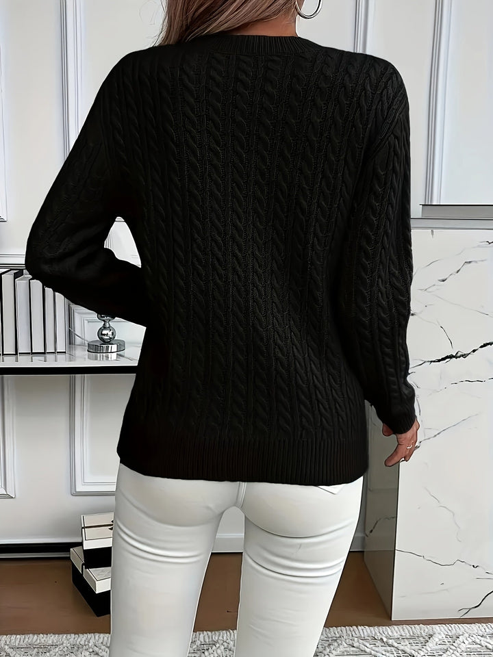Saskia | Sweater de punto trenzado cuello redondo