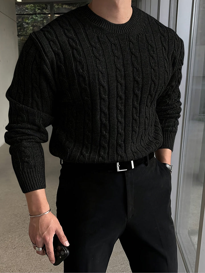 Josué | Sweater de punto trenzado cuello redondo