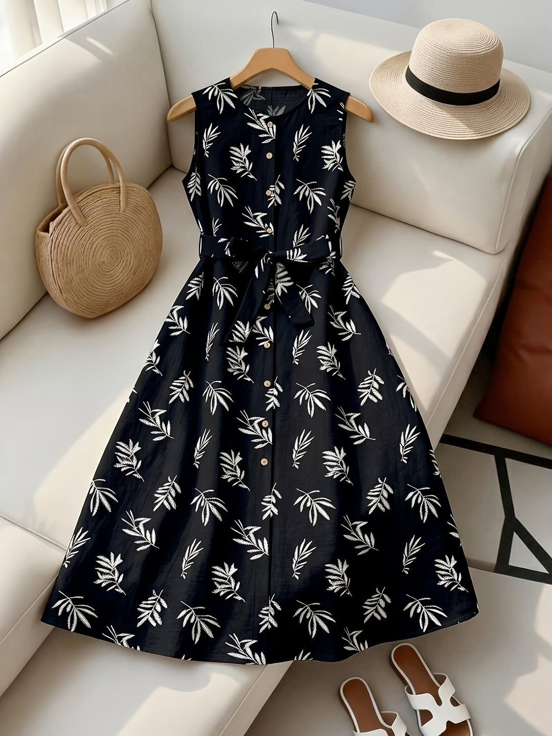 Ludmila | Vestido midi sin mangas con cinturón