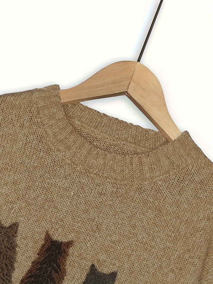 Maura | Sweater tejido con estampado de gatos