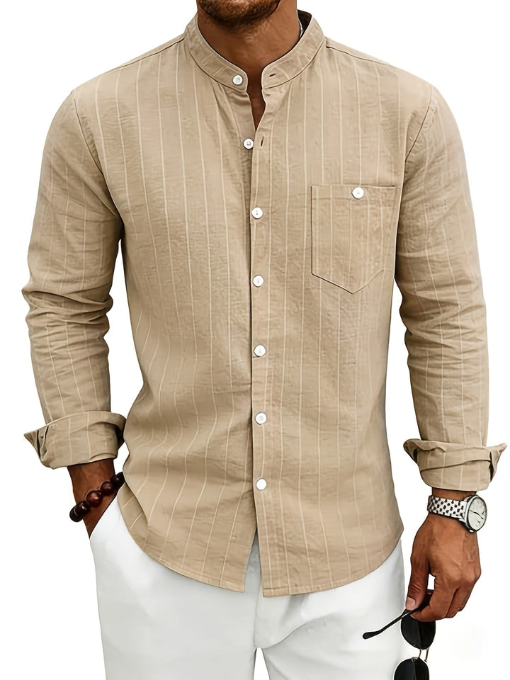 Clemente | Camisa de rayas con cuello mao