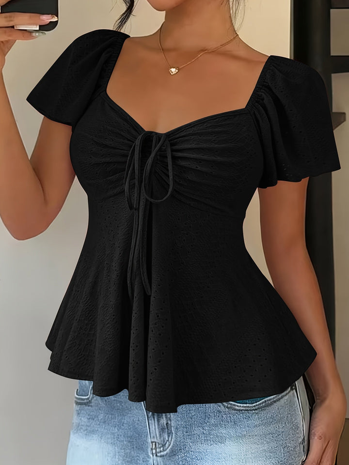 María Ángela | Top peplum de manga corta abullonada