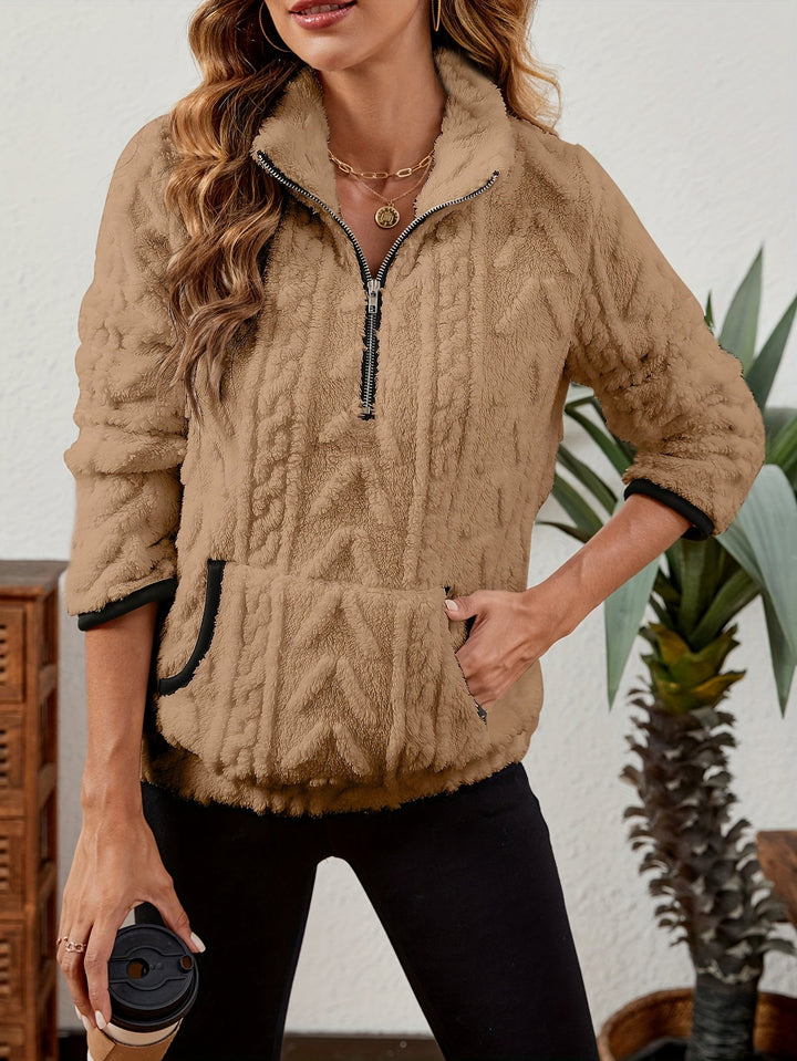 Manuela | Pullover texturado con media cremallera