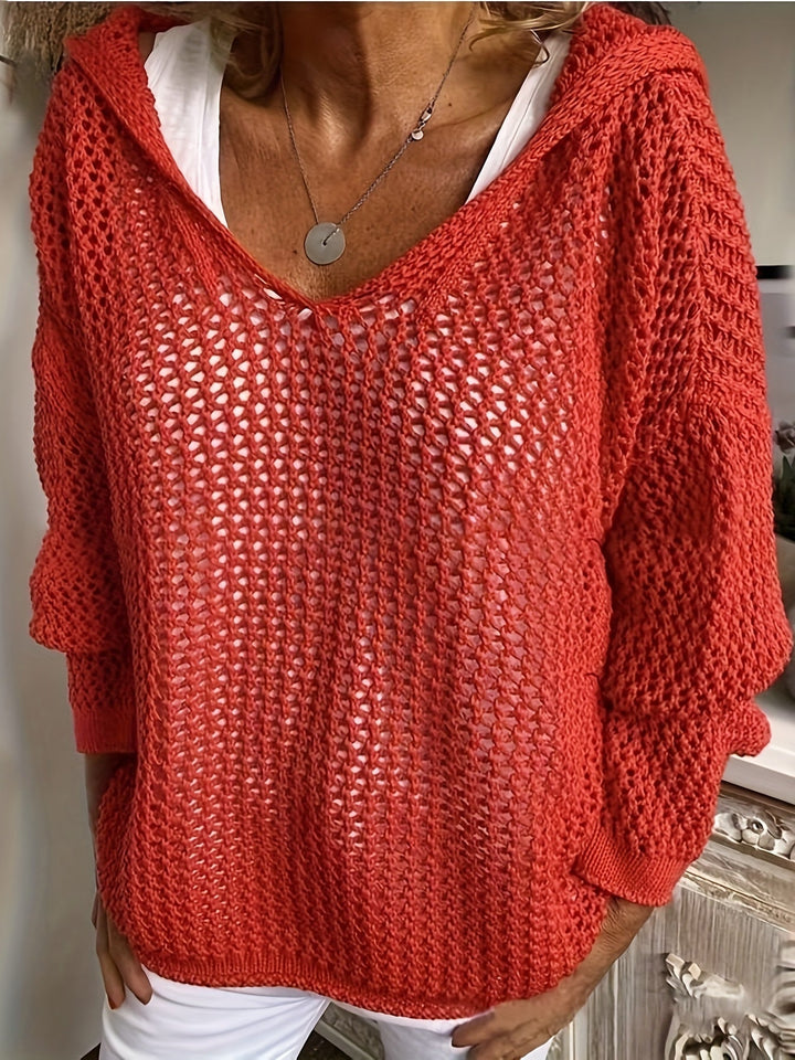 Zoila | Sweater tejido calado con capucha