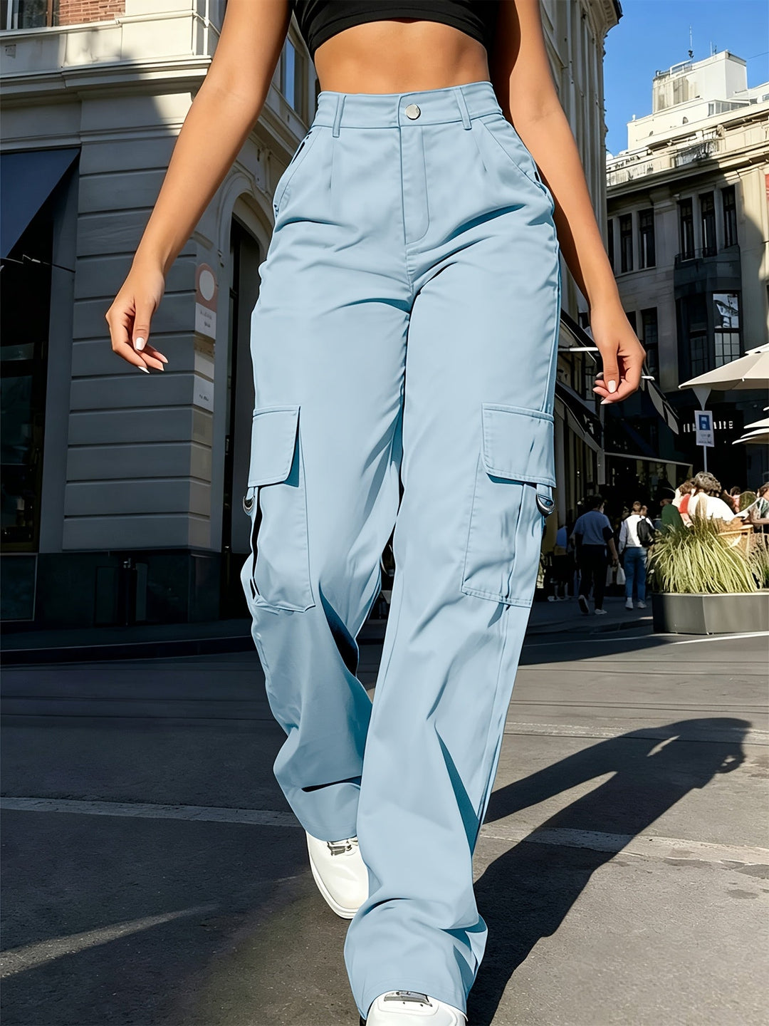 Alida | Pantalón cargo tiro alto de pierna ancha