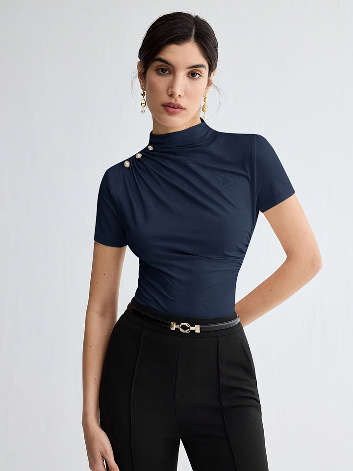 Margot | Polera cuello alto de manga corta