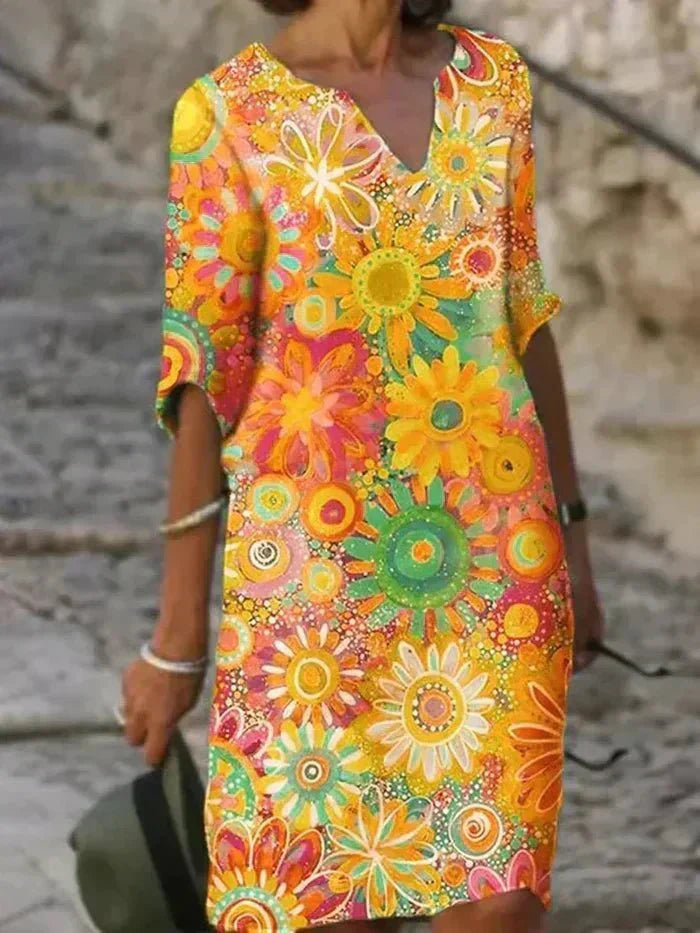 Lorenza | Vestido midi floral multicolor