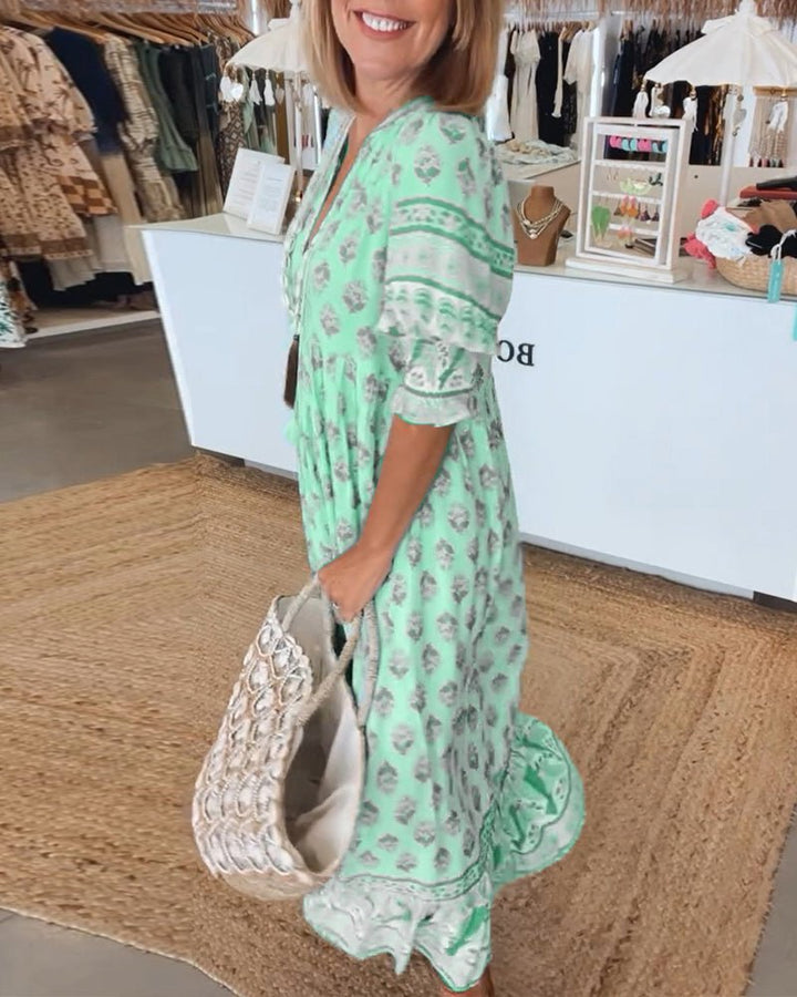 Viviana Andrea | Vestido largo floral escote en V