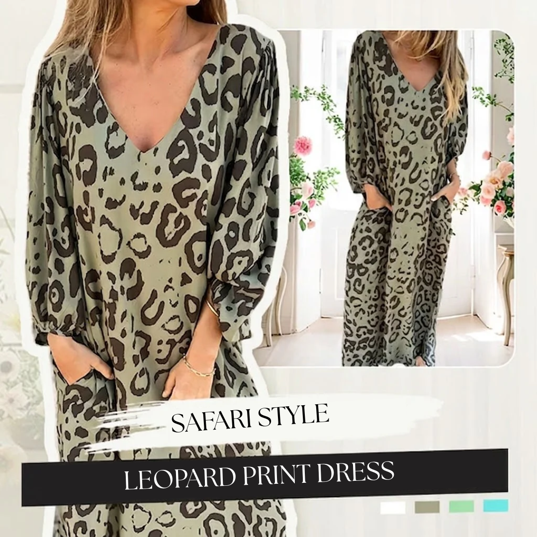 Makarena | Vestido largo escote V estampado leopardo