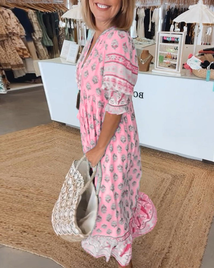 Viviana Andrea | Vestido largo floral escote en V
