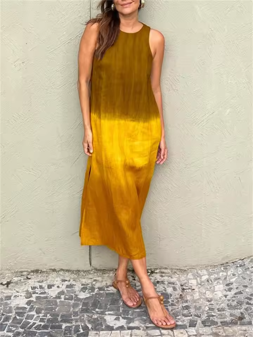 Nicole Andrea | Vestido largo sin mangas cuello redondo