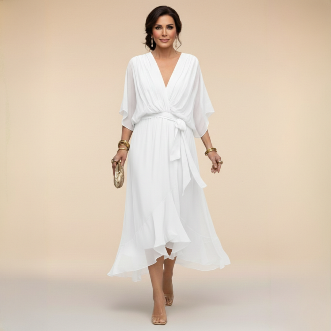 Renata | Vestido de gasa con escote en V
