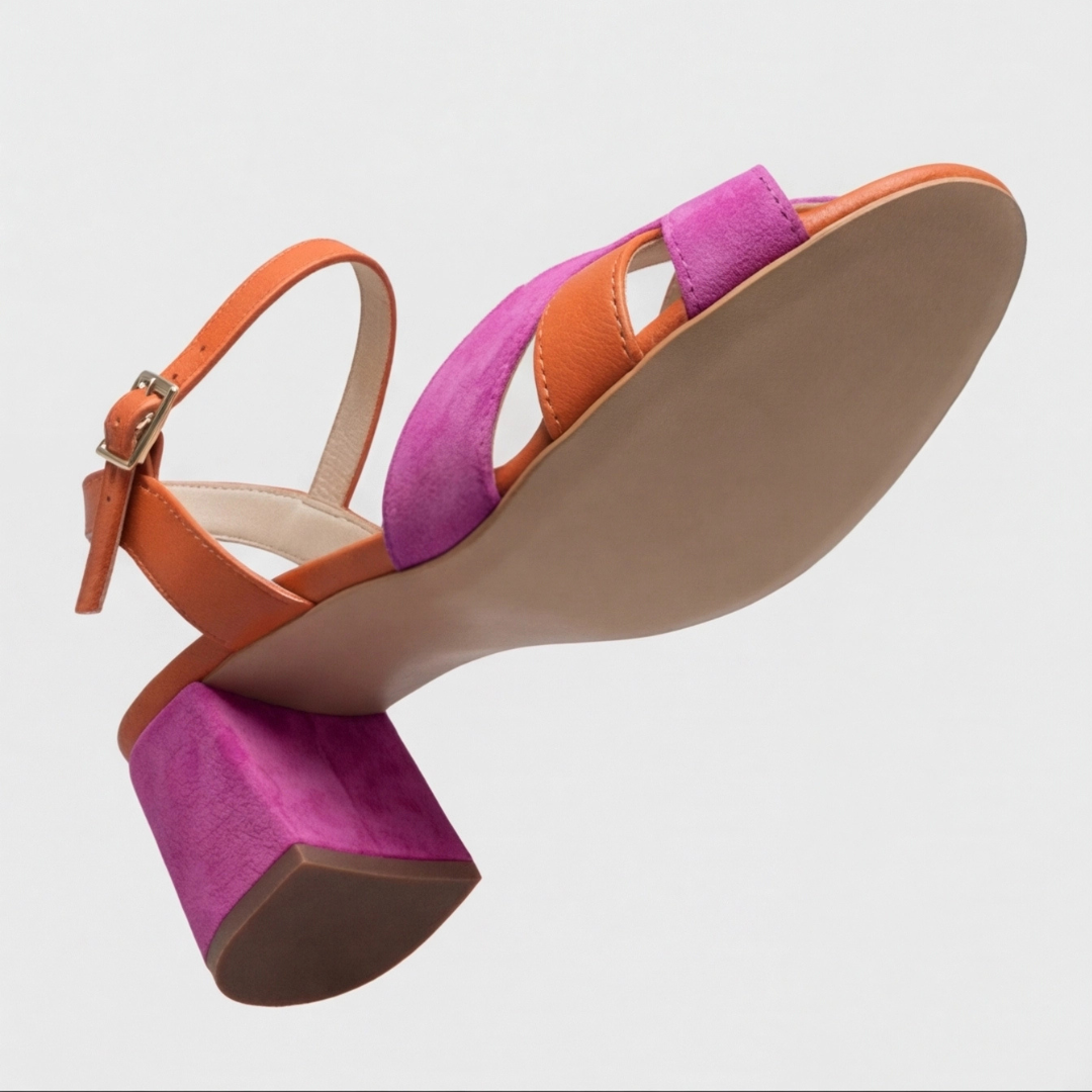 Claudia | Sandalias de taco ancho color block