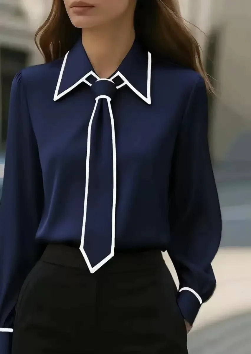 Rosario | Blusa con corbata en contraste