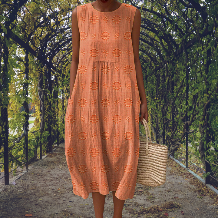 Jeniffer | Vestido midi sin mangas con bolsillos