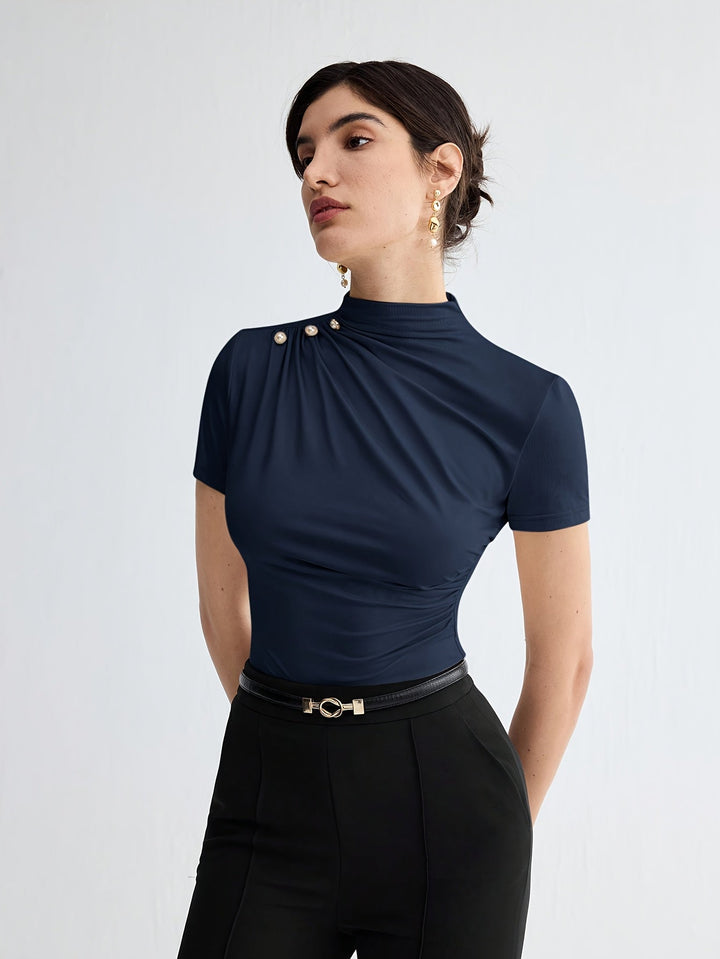 Margot | Polera cuello alto de manga corta