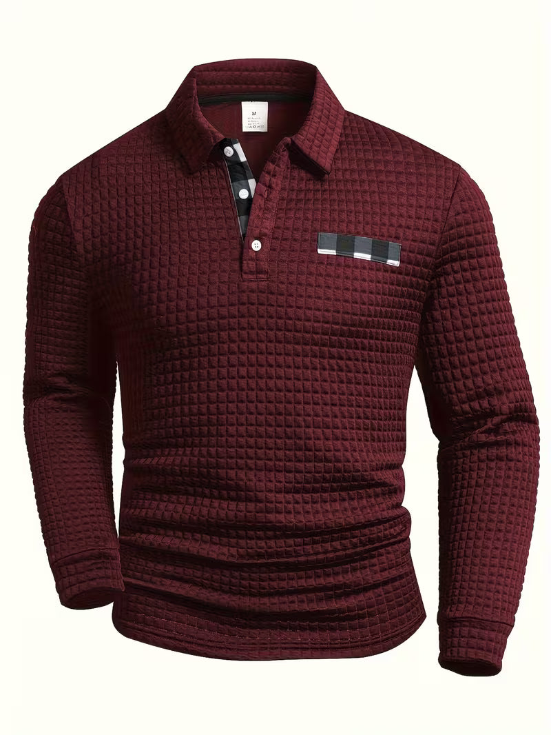 Jesús | Camisa polo de manga larga con textura wafle