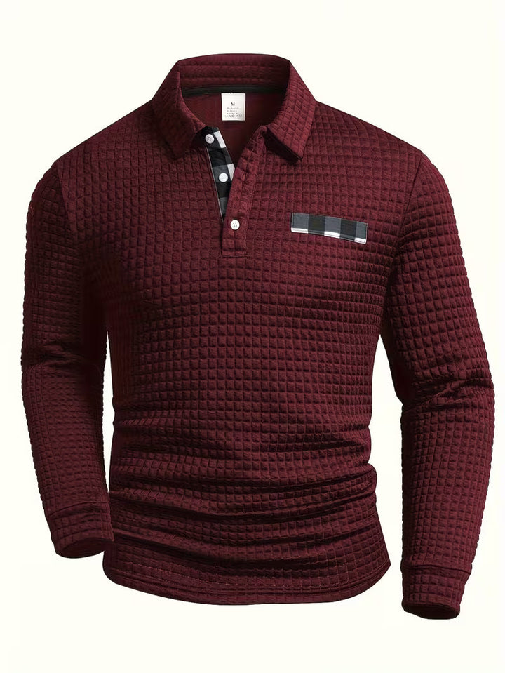 Jesús | Camisa polo de manga larga con textura wafle