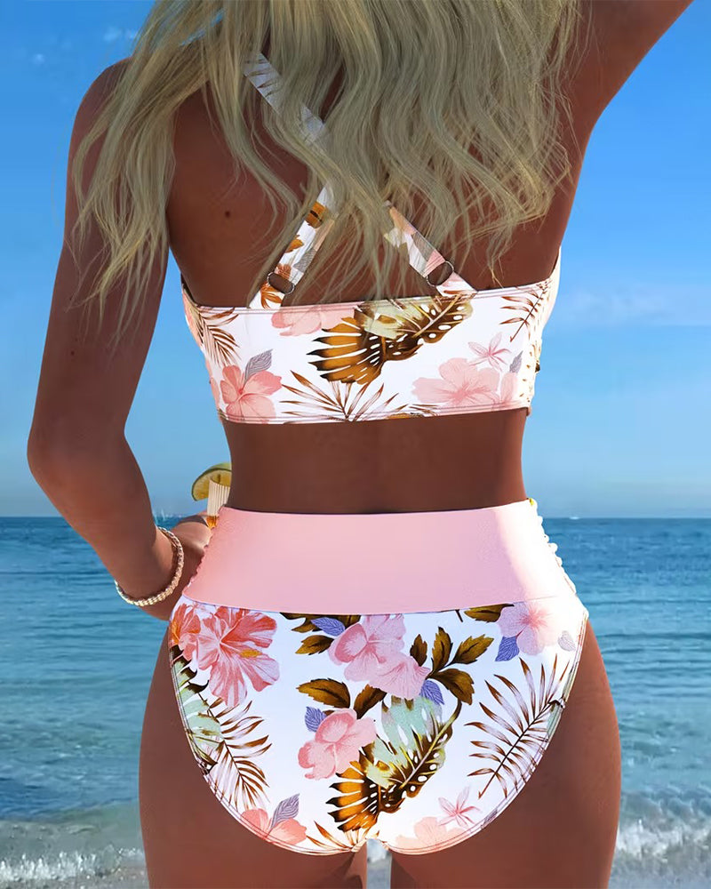 Pascal | Bikini floral de tiro alto