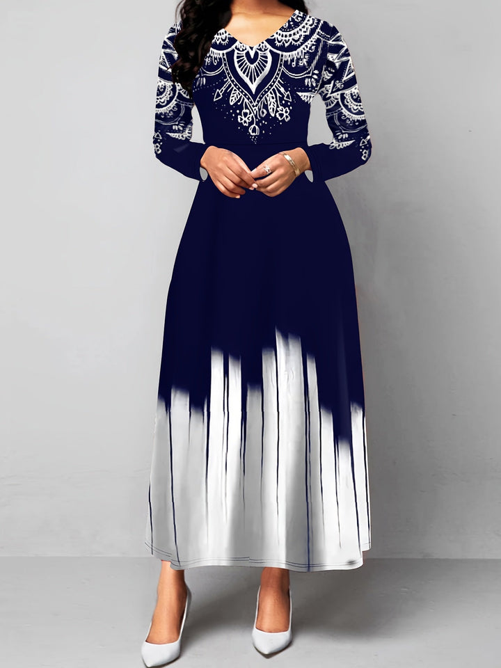 Clarisa | Vestido largo con estampado ornamental