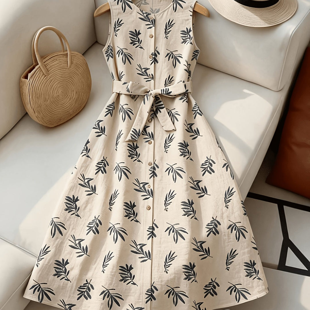 Ludmila | Vestido midi sin mangas con cinturón