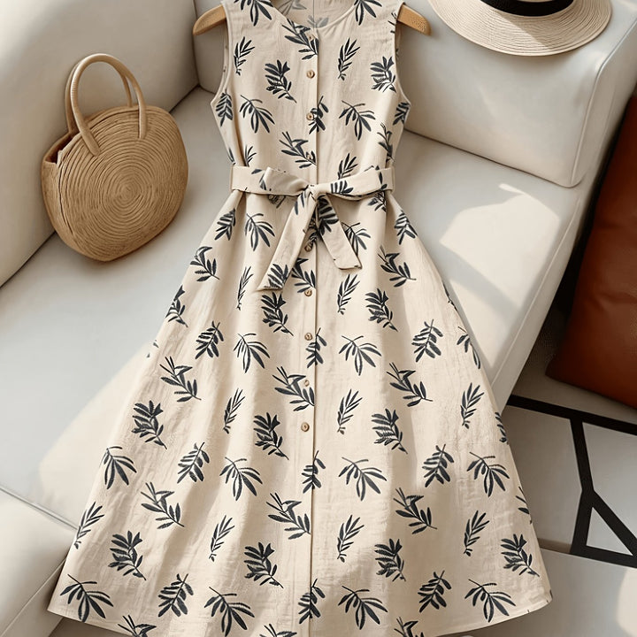 Ludmila | Vestido midi sin mangas con cinturón