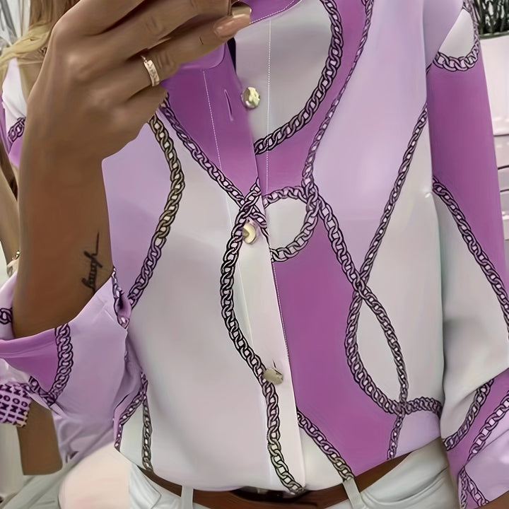 Marina | Blusa camisera con estampado de cadenas
