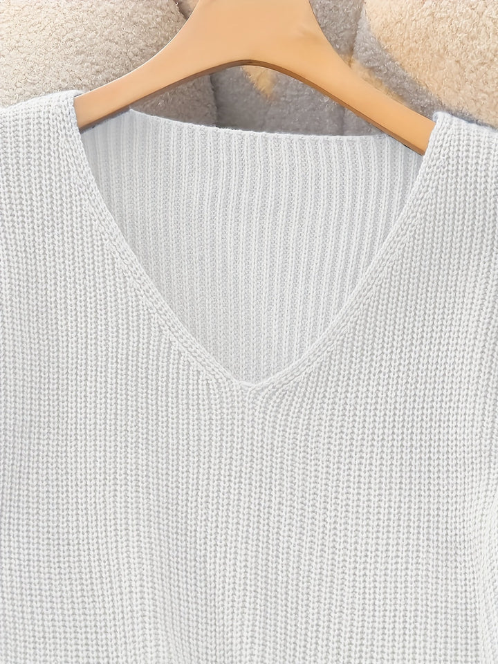 Nubia Rosa | Sweater de punto acanalado con escote V
