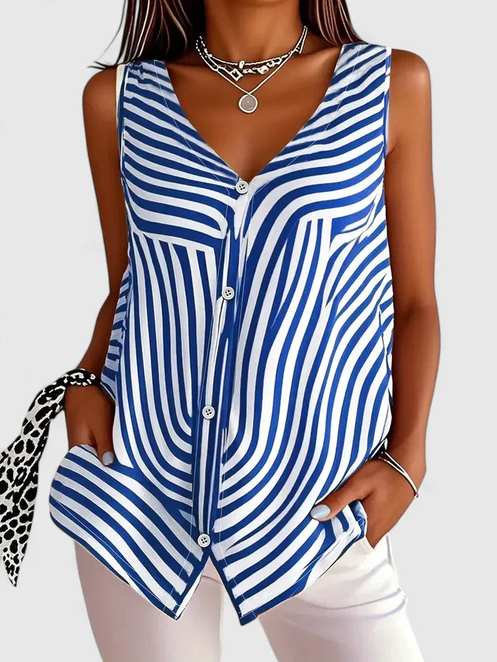 Michelle | Blusa sin mangas con botones
