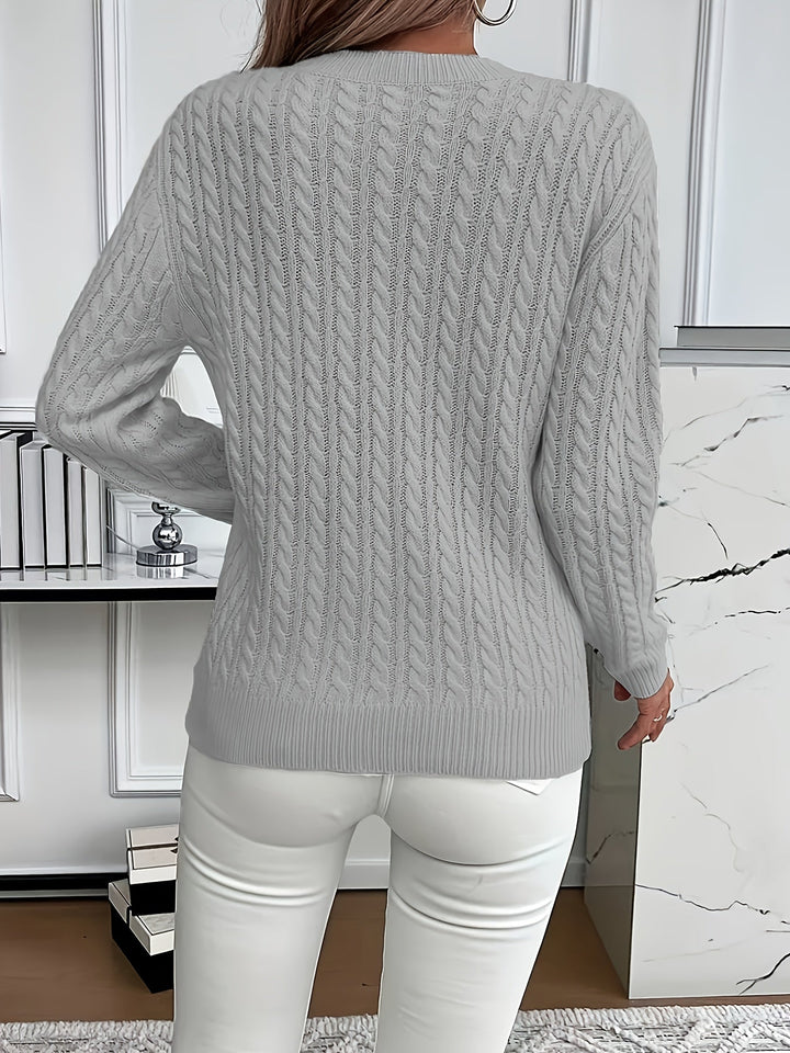 Saskia | Sweater de punto trenzado cuello redondo