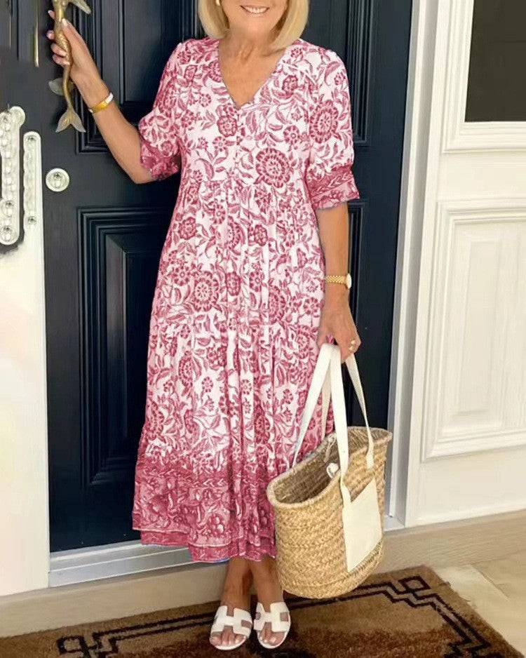 Noelia Paz | Vestido largo floral escote en V