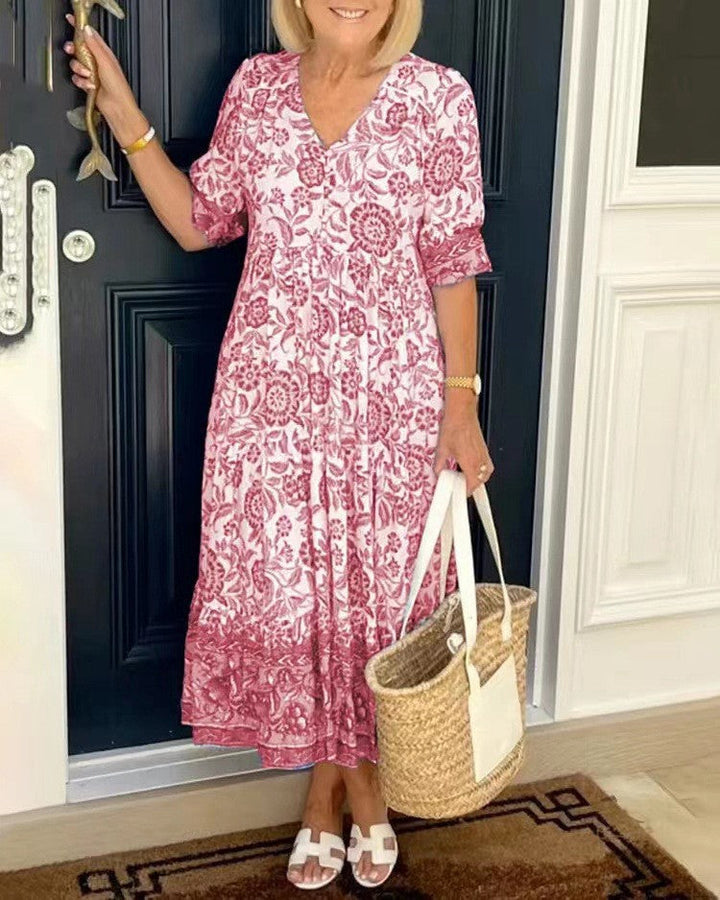 Noelia Paz | Vestido largo floral escote en V