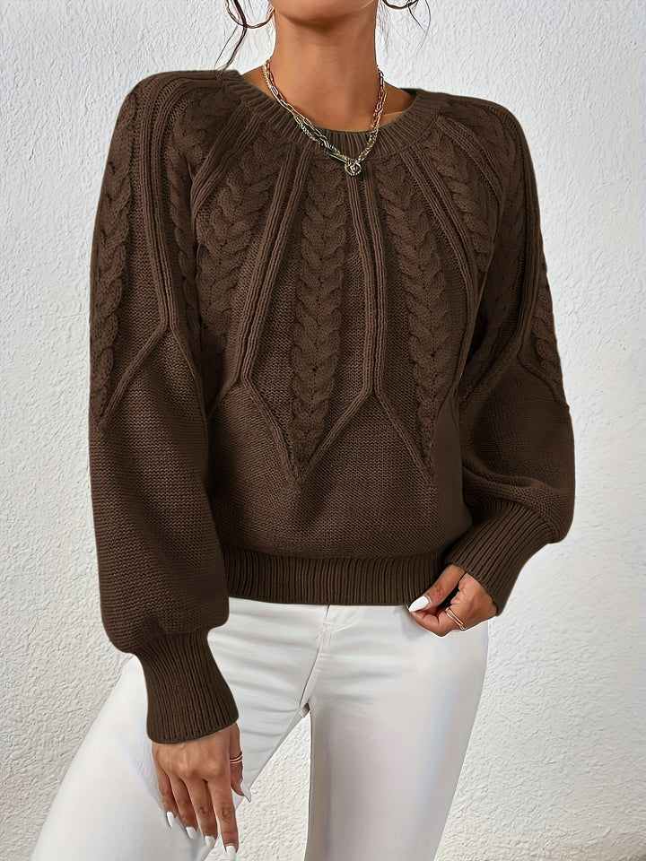 Verónica | Sweater de punto trenzado cuello redondo