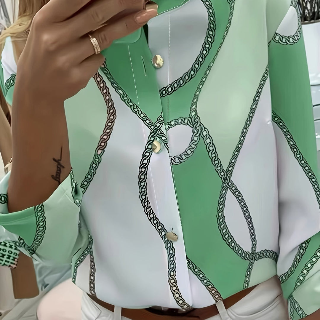 Marina | Blusa camisera con estampado de cadenas