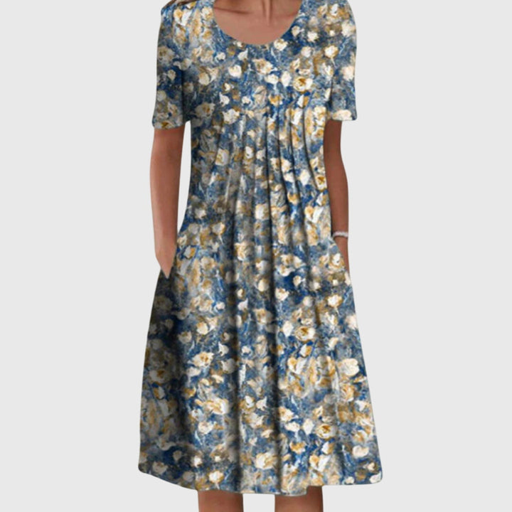 Lican Ray | Vestido estampado cuello redondo