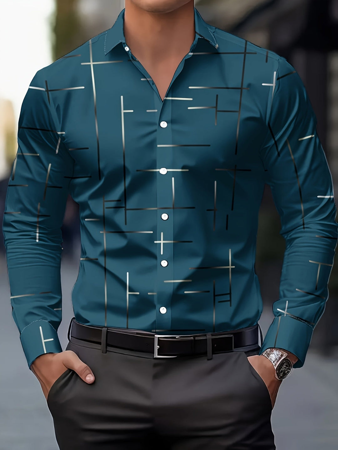 Fabricio | Camisa con estampado de líneas