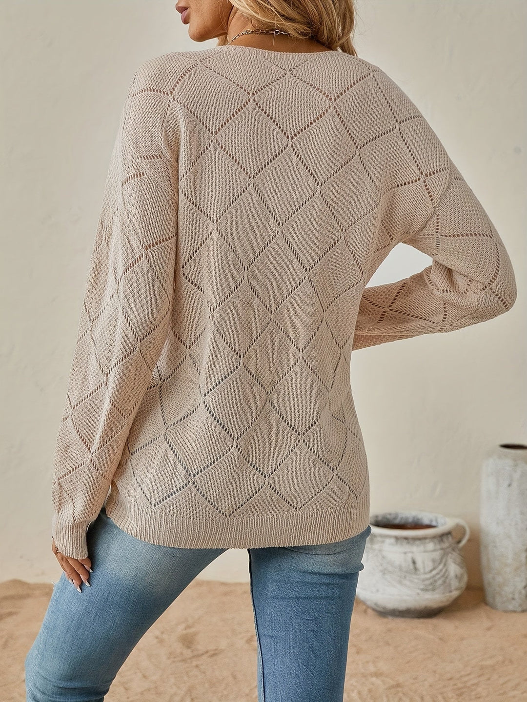 Bianca | Sweater calado cuello V