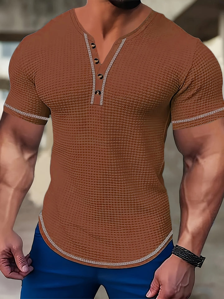 Edinson | Polera henley texturada de manga corta