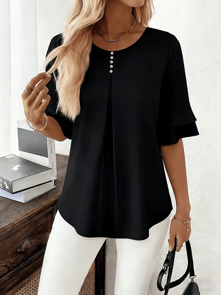 Naomi | Blusa plisada de mangas acampanadas