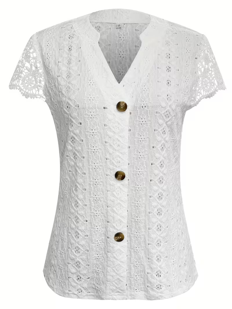 Gloria | Blusa calada con botones y escote en V