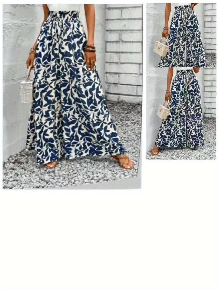Rossana | Pantalones anchos con print de hojas