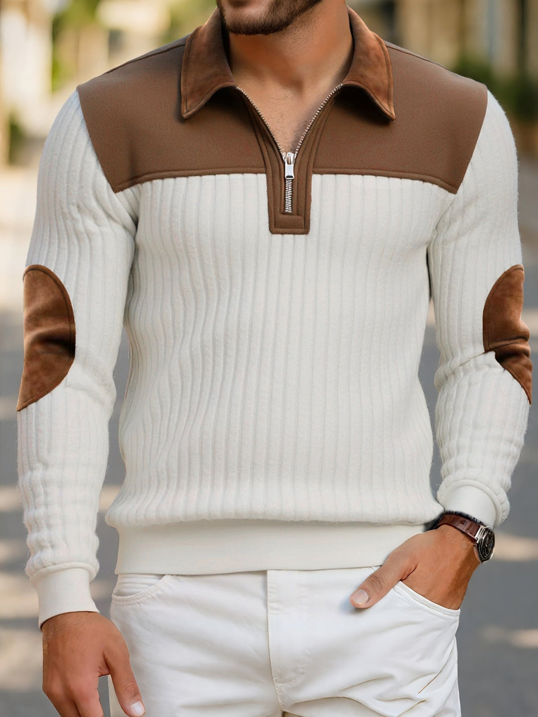 Dante | Sweater bicolor con cierre corto