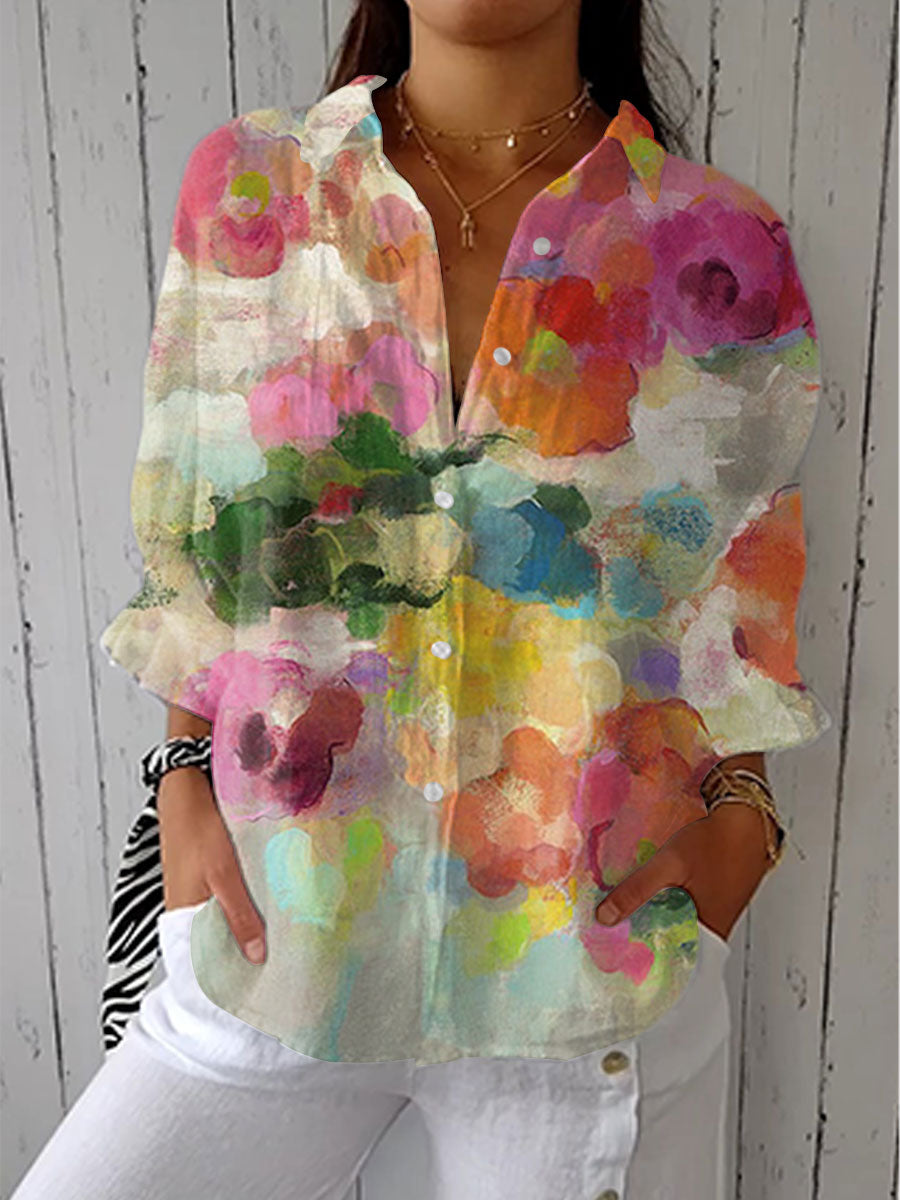Mireya | Blusa de cuello con estampado acuarela